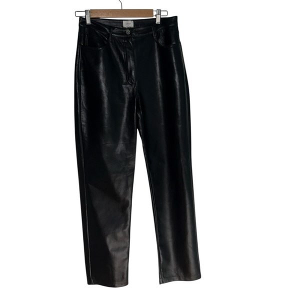 Wilfred Aritzia The Melina Straight-Leg Black Faux Leather Pants Size Women’s 6 - Picture 3 of 6